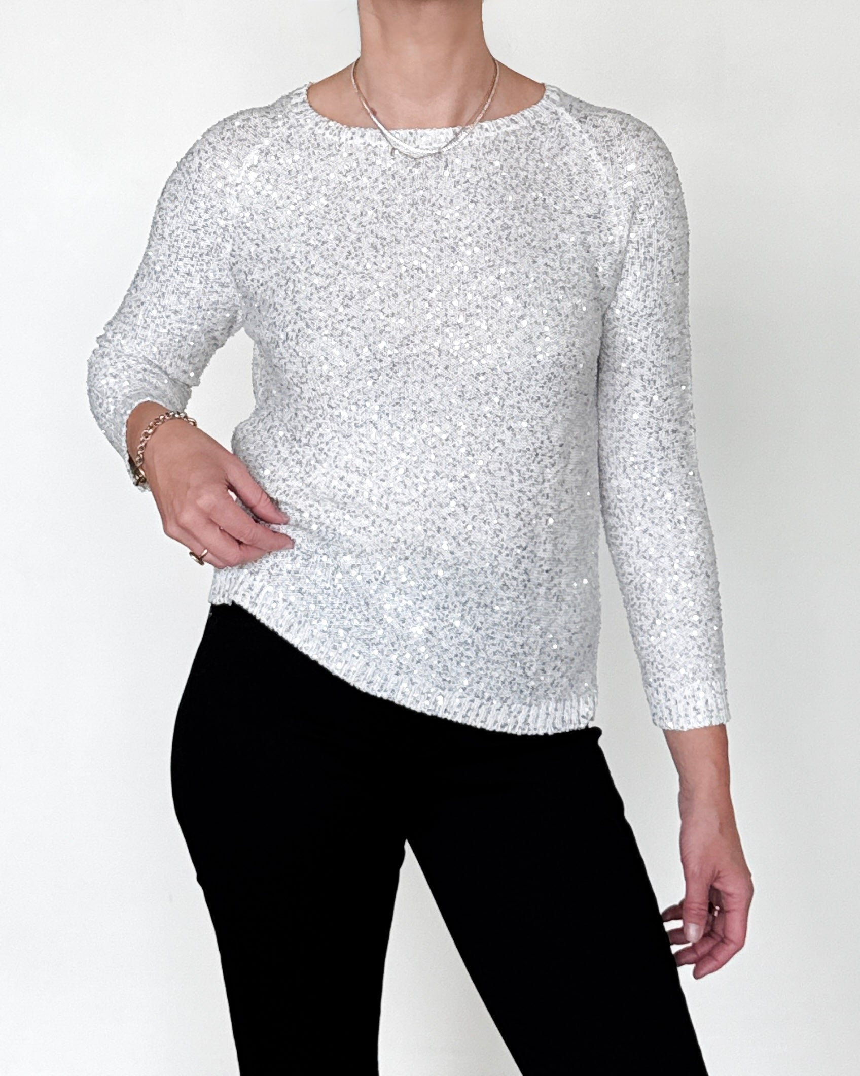 News Long Sleeve Sweater in Bianco Oro-Clothing-Amina Rubinacci-Bianco Oro-0-Mercantile Portland