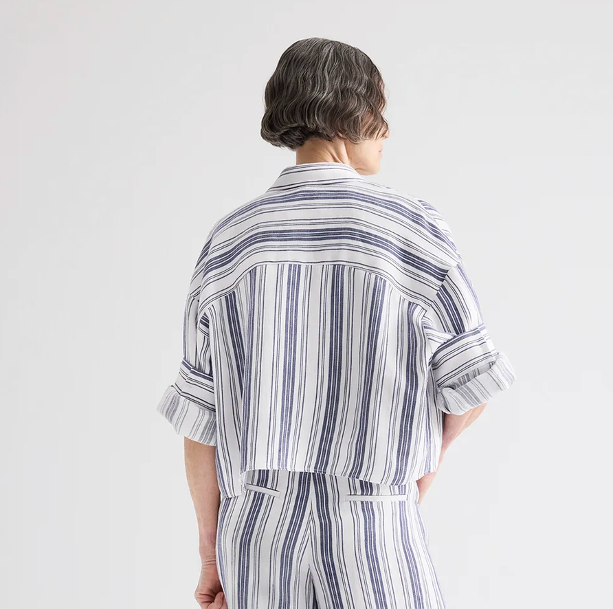 Next Ex Shirt in Ivory/Navy-Shirts-TWP-Ivory/Navy-P-Mercantile Portland