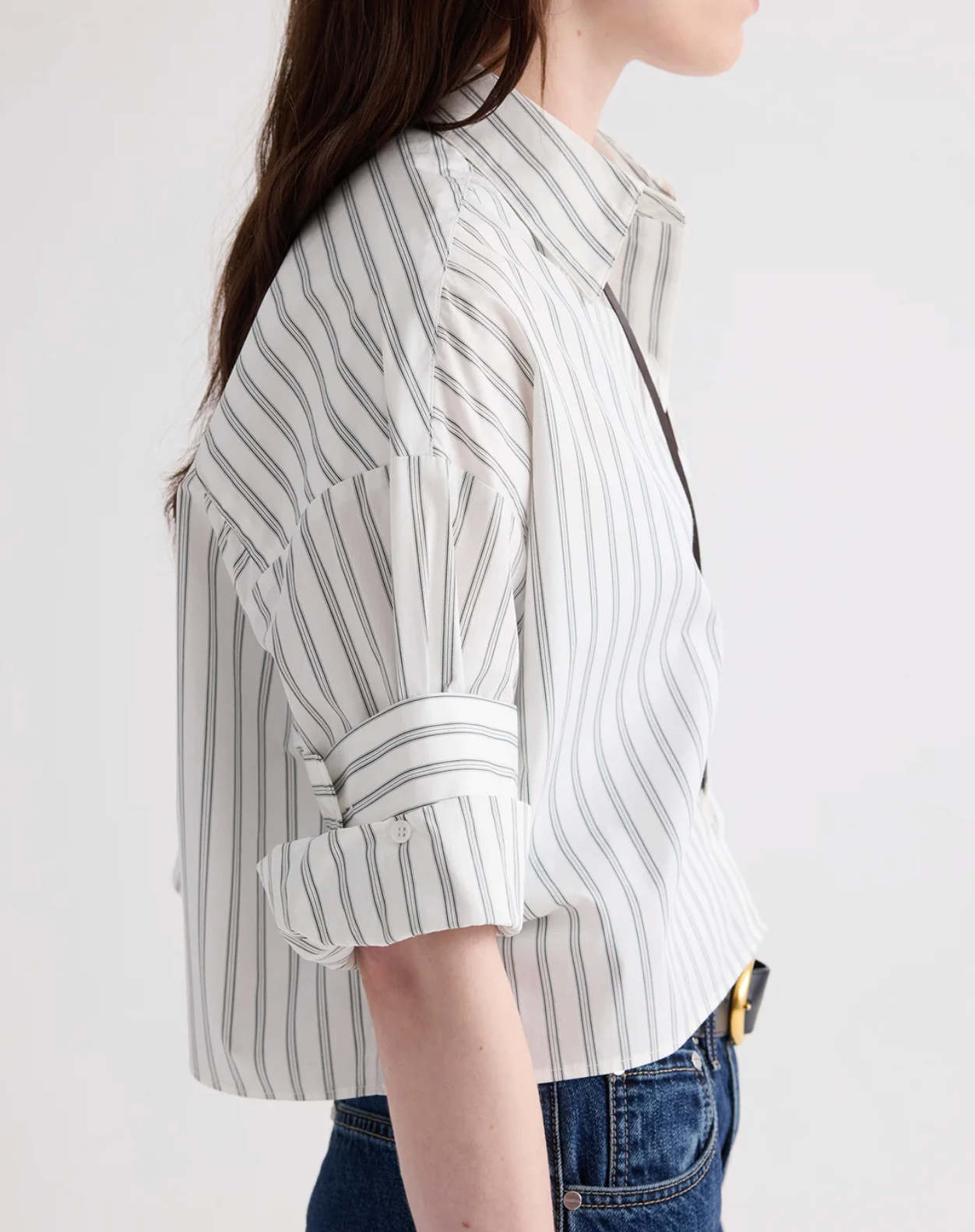 Next Ex Shirt in White/Green Stripe-Shirts-TWP-White Green-P-Mercantile Portland
