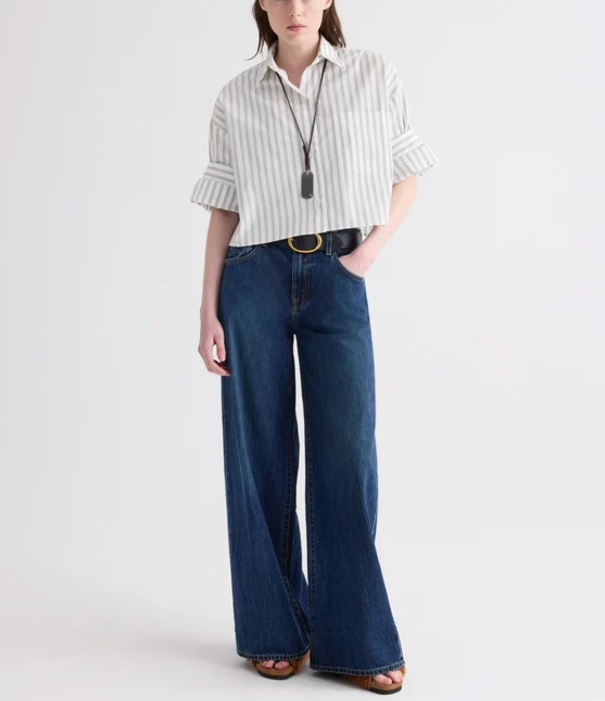 Next Ex Shirt in White/Green Stripe-Shirts-TWP-White Green-P-Mercantile Portland