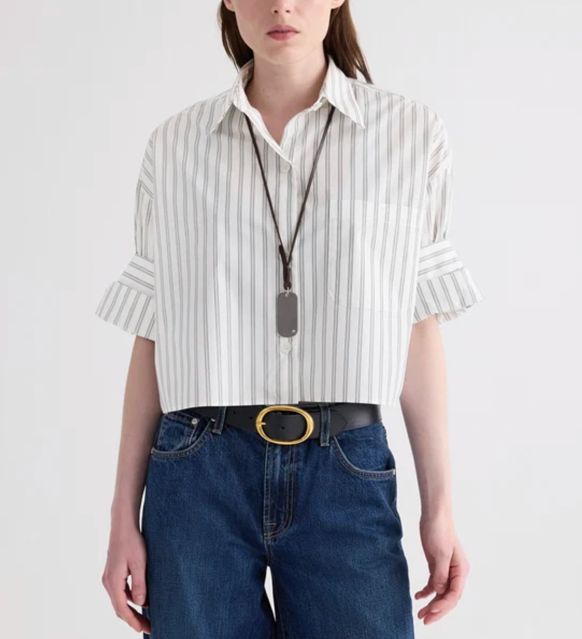 Next Ex Shirt in White/Green Stripe-Shirts-TWP-White Green-P-Mercantile Portland