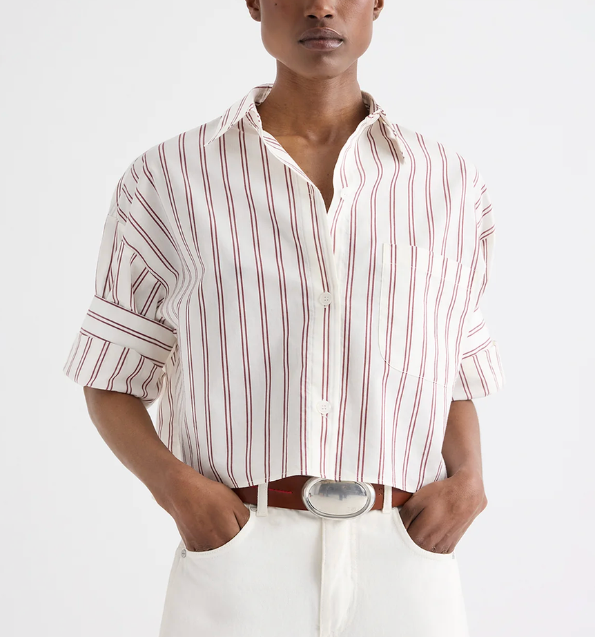 Next Ex Shirt in White/Wine-Shirts-TWP-White/Wine-P-Mercantile Portland