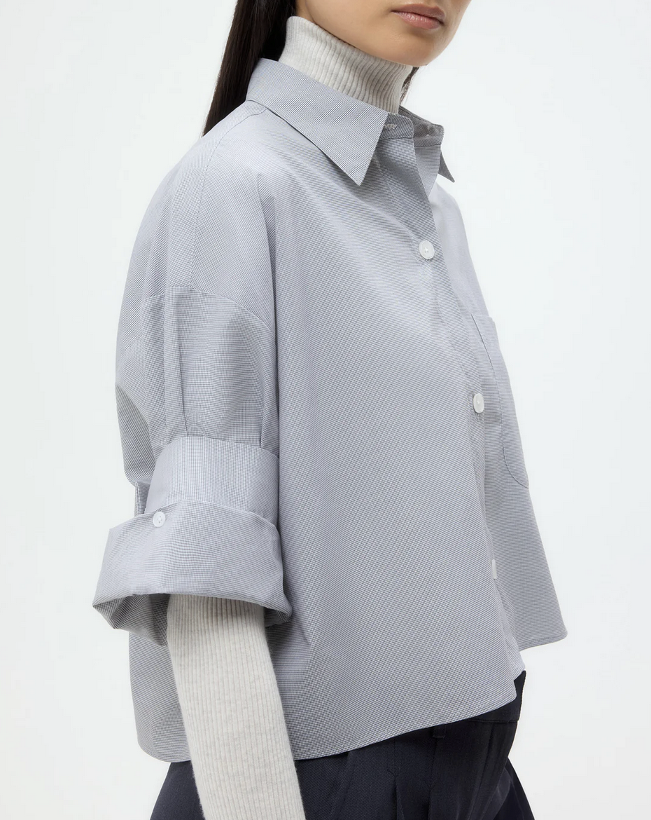 Next Ex Shirt in Windowpane Check-Clothing-TWP-White/Black-XS/S-Mercantile Portland