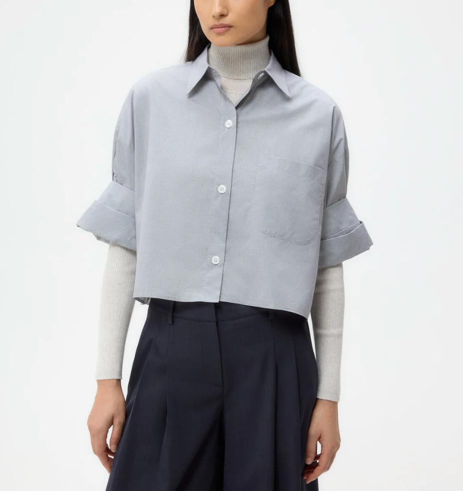 Next Ex Shirt in Windowpane Check-Clothing-TWP-White/Black-XS/S-Mercantile Portland