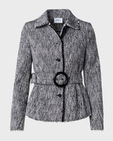Belted Cotton Tweed Short Jacket-Akris Punto-Mercantile Portland
