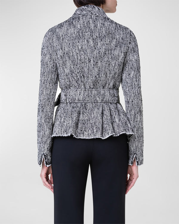 Belted Cotton Tweed Short Jacket-Akris Punto-Mercantile Portland