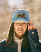 Not All Those Who Wander Trucker Hat-Hats-Freya-OS-Azure • Freya-Mercantile Portland