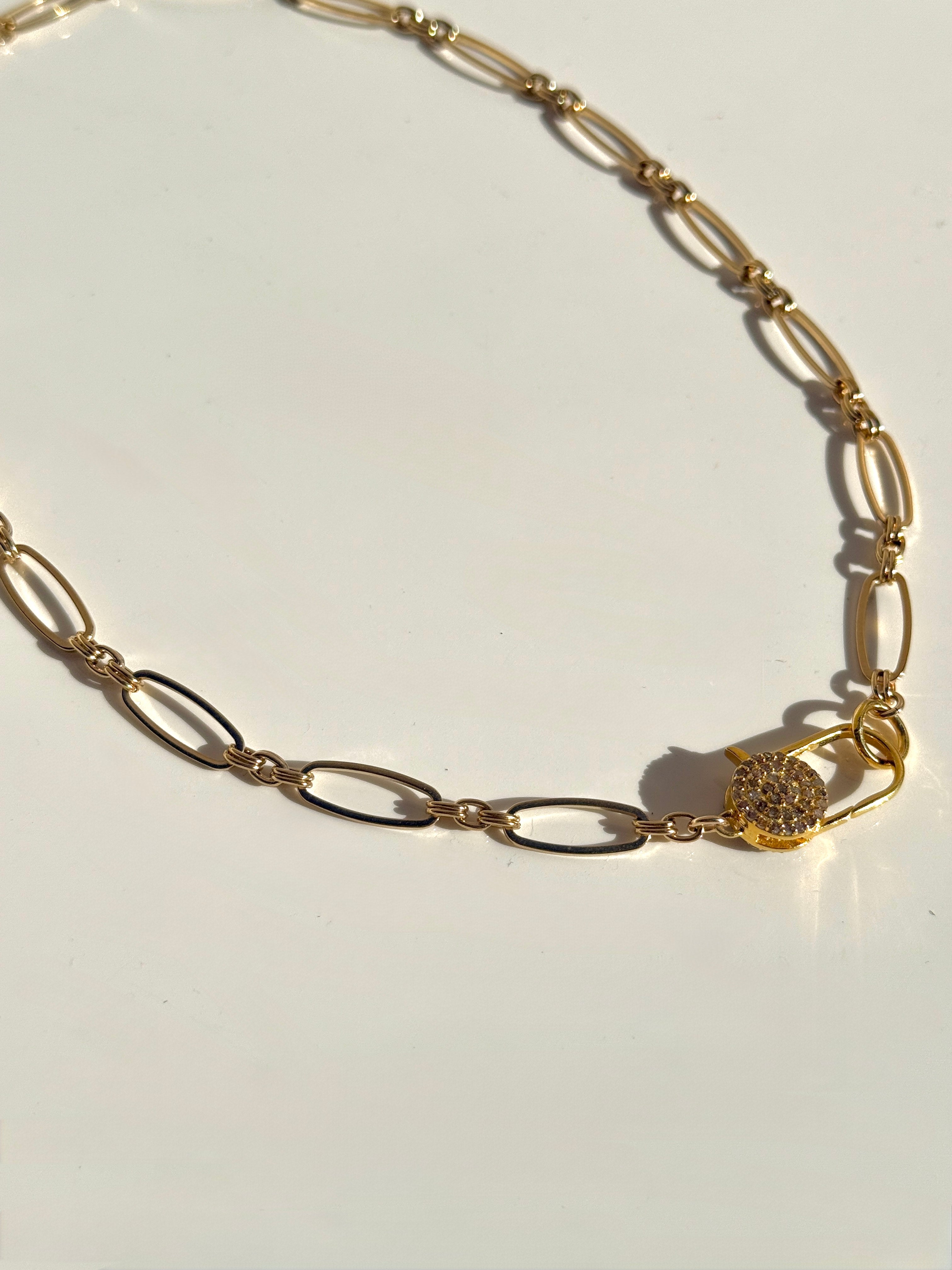 Oblong Paperclip Necklace with Diamond Clasp-Jewelry-Paula Rosen-Mercantile Portland