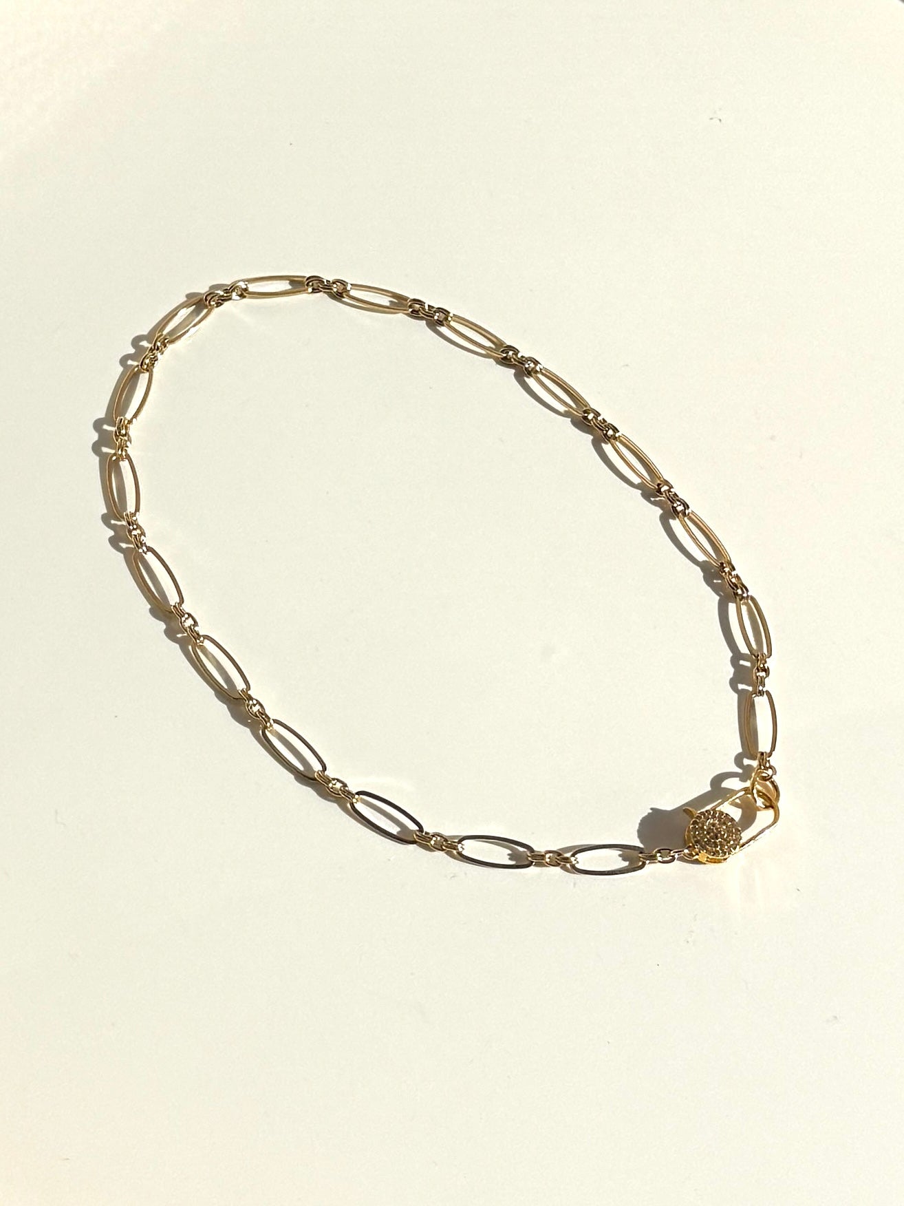 Oblong Paperclip Necklace with Diamond Clasp-Jewelry-Paula Rosen-Mercantile Portland