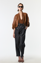 Olive Leather Jacket in Cognac-Jackets-Yigal Azrouel-Cognac-2-Mercantile Portland