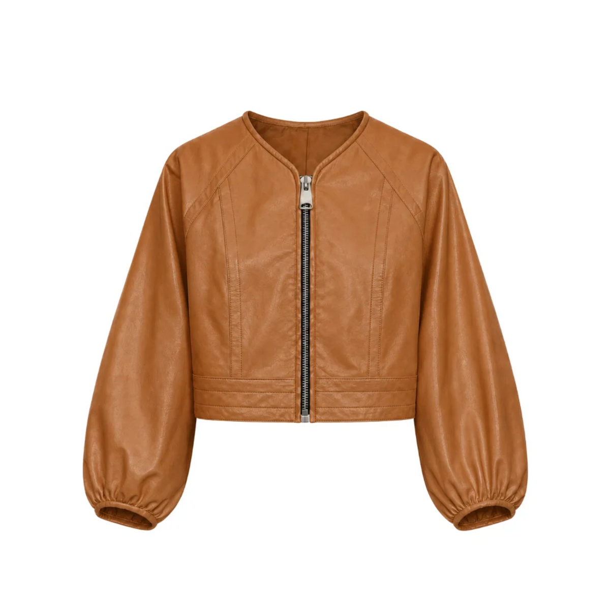 Olive Leather Jacket in Cognac-Jackets-Yigal Azrouel-Cognac-2-Mercantile Portland