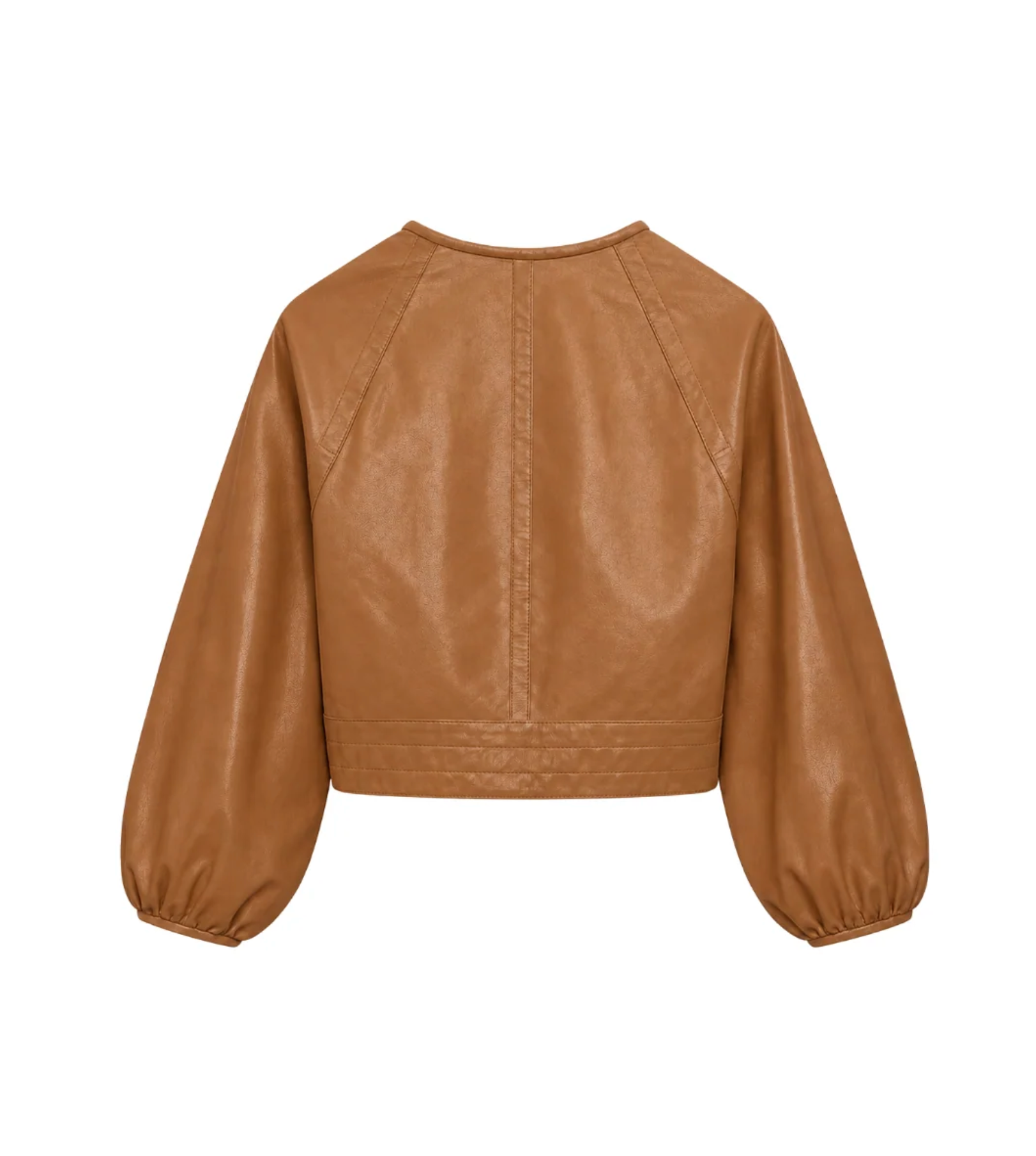 Olive Leather Jacket in Cognac-Jackets-Yigal Azrouel-Cognac-2-Mercantile Portland