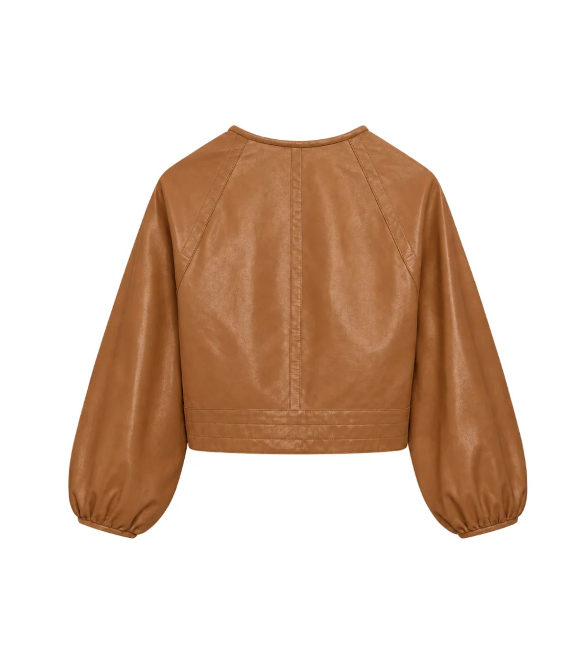 Olive Leather Jacket in Cognac-Jackets-Yigal Azrouel-Cognac-2-Mercantile Portland