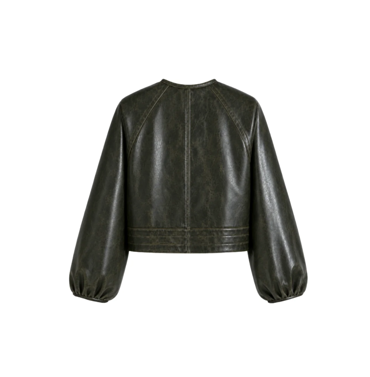 Olive Leather Jacket in Crackle Green-Jackets-Yigal Azrouel-Crackle Green-0-Mercantile Portland