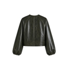 Olive Leather Jacket in Crackle Green-Jackets-Yigal Azrouel-Crackle Green-0-Mercantile Portland