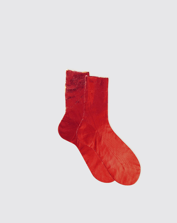 One Ribbed Laminated in Red-Socks-Maria La Rosa-OS-Red-Mercantile Portland