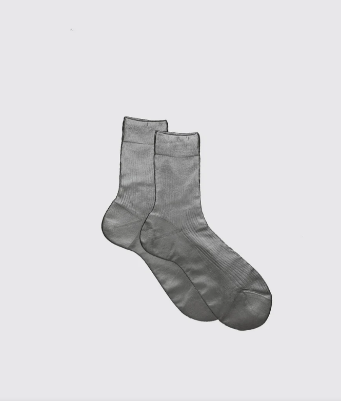 One Ribbed Laminated Socks-Accessories-Maria La Rosa-Fumo-OS-Mercantile Portland