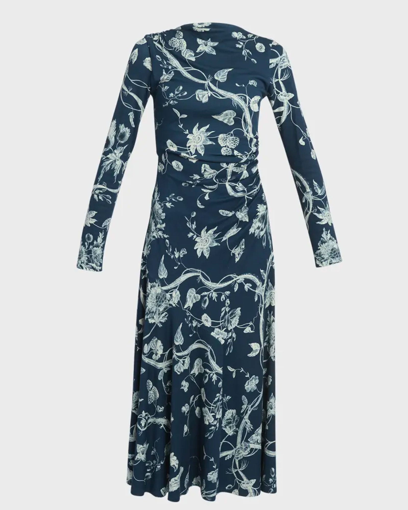Ophelia Dress with Ruching-Dresses-ERDEM-Indigo Vine-4-Mercantile Portland
