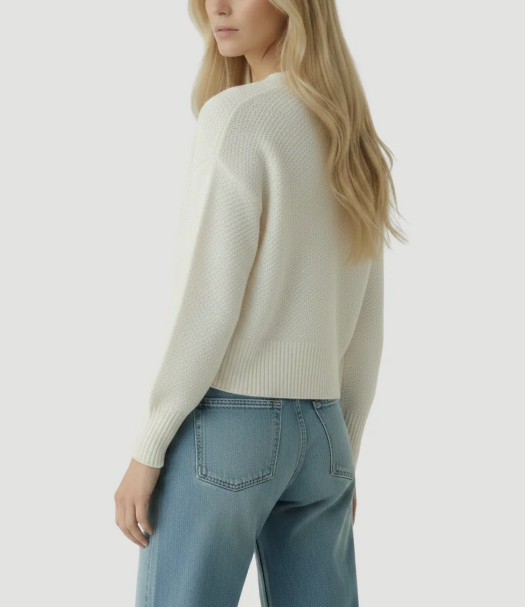 Organic Cotton V-neck Cardigan-Sweaters-Majestic Filatures-Milk-1-Mercantile Portland