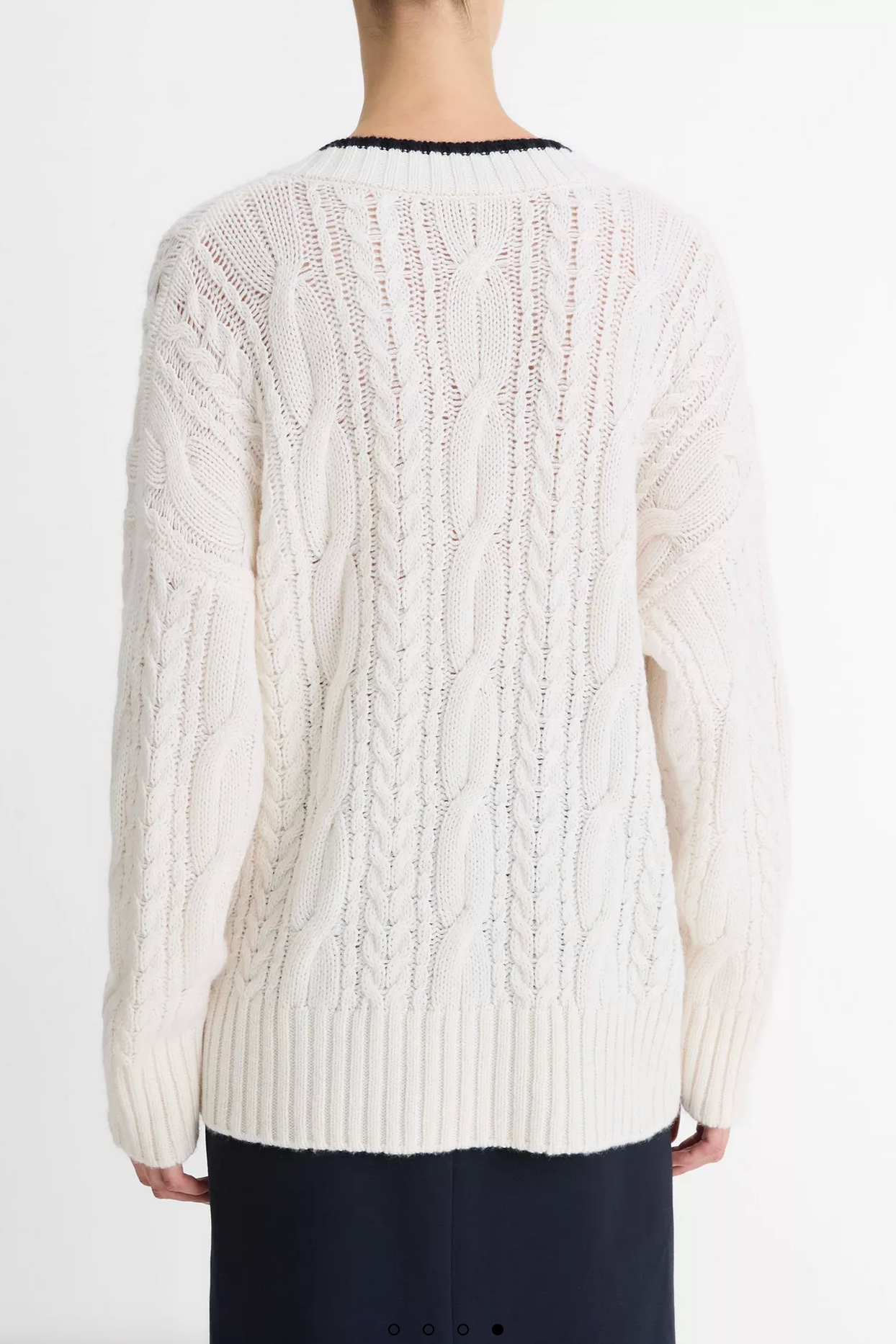 Oversized Cable-Knit Deep-V Sweater-Clothing-Vince-Off White / Coastal Blue-XXS-Mercantile Portland