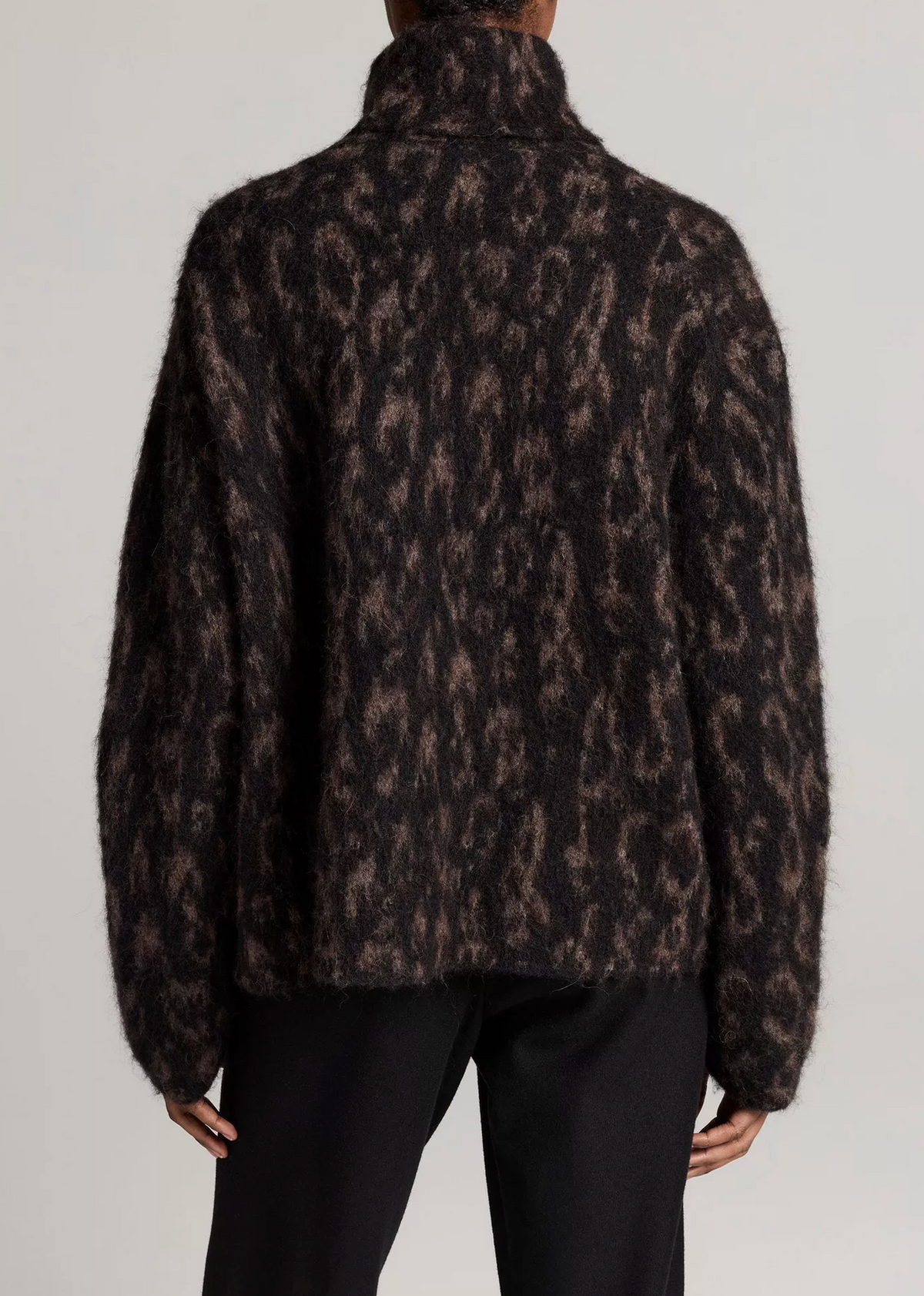 Oversized Jacquard Turtleneck Sweater-Sweaters-Vince-Heather Grey Combo-XXS-Mercantile Portland
