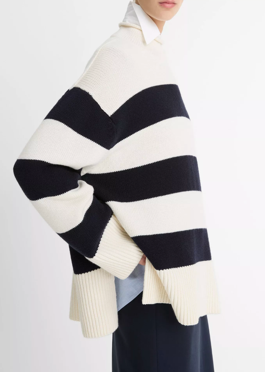 Oversized Striped Sweater-Clothing-Vince-Off White/ Coastal Blue-XXS-Mercantile Portland