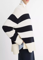Oversized Striped Sweater-Clothing-Vince-Off White/ Coastal Blue-XXS-Mercantile Portland