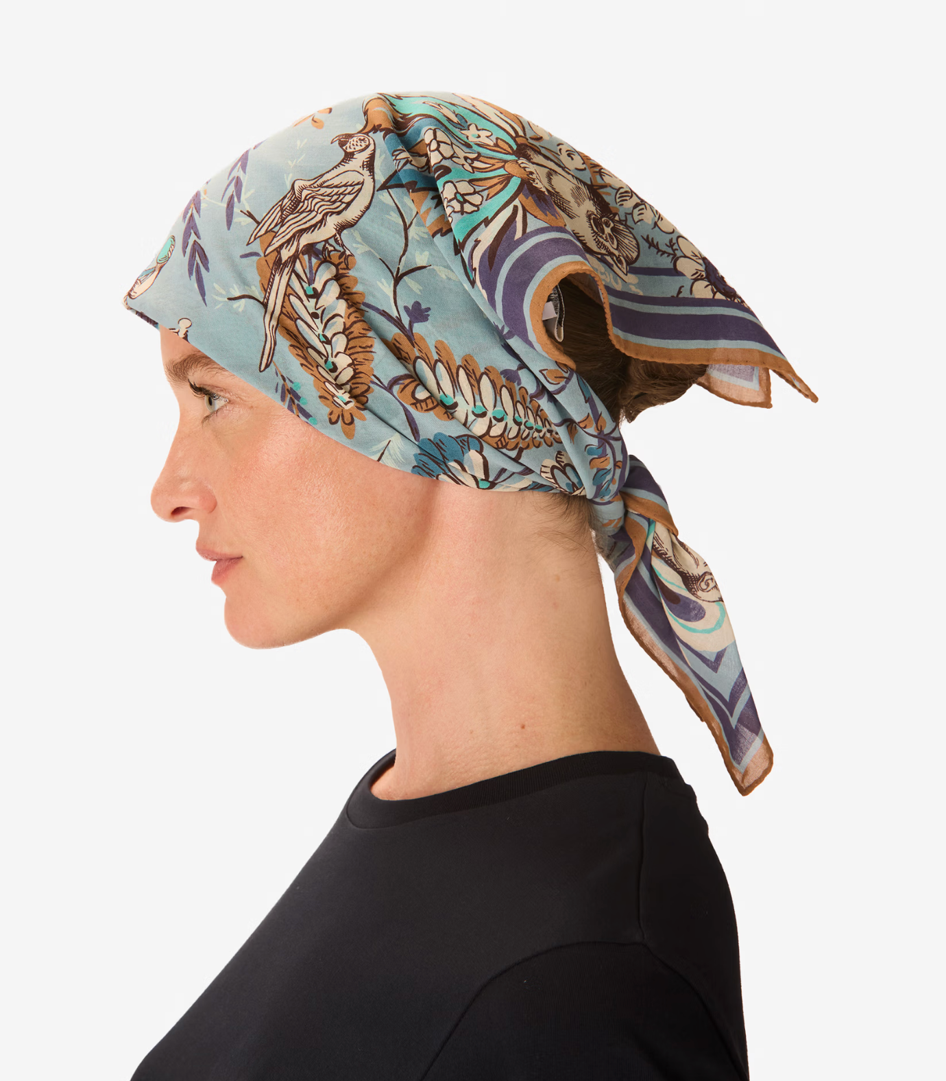 Pagode Square Scarf in Denim-Scarves and Wraps-Inoui Editions-Denim Print-OS-Mercantile Portland