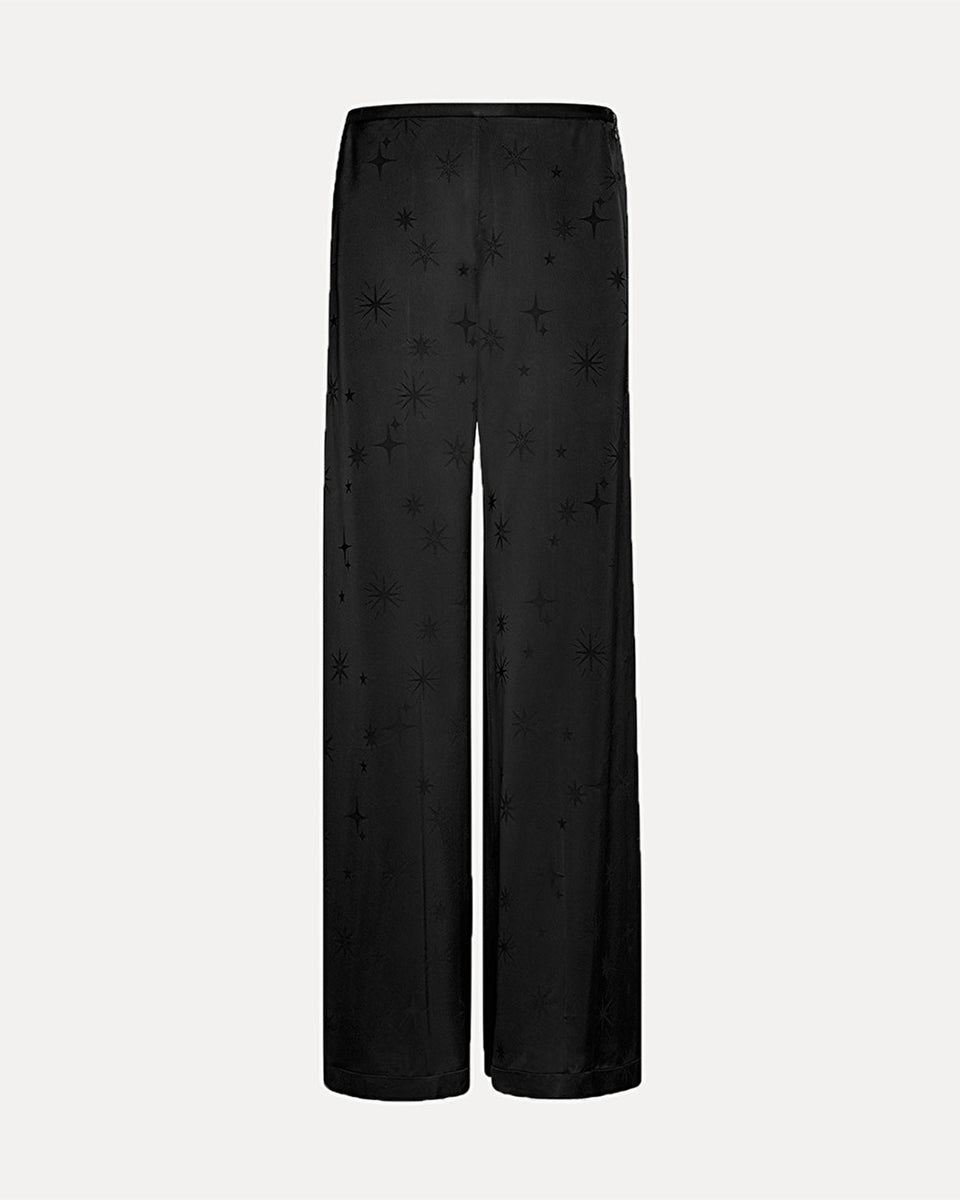 Palazzo Pants in “Étoile” Jacquard Satin-Pants-Forte Forte-Black-0-Mercantile Portland