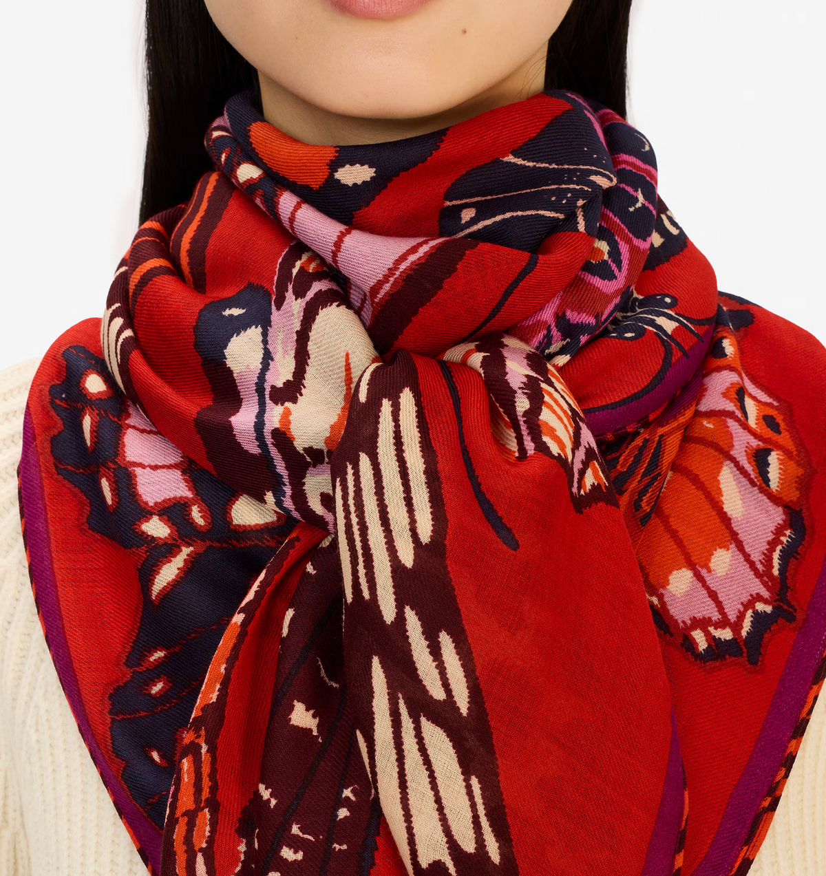 Papillons Scarf in Red-Scarves and Wraps-Inoui Editions-Red-OS-Mercantile Portland
