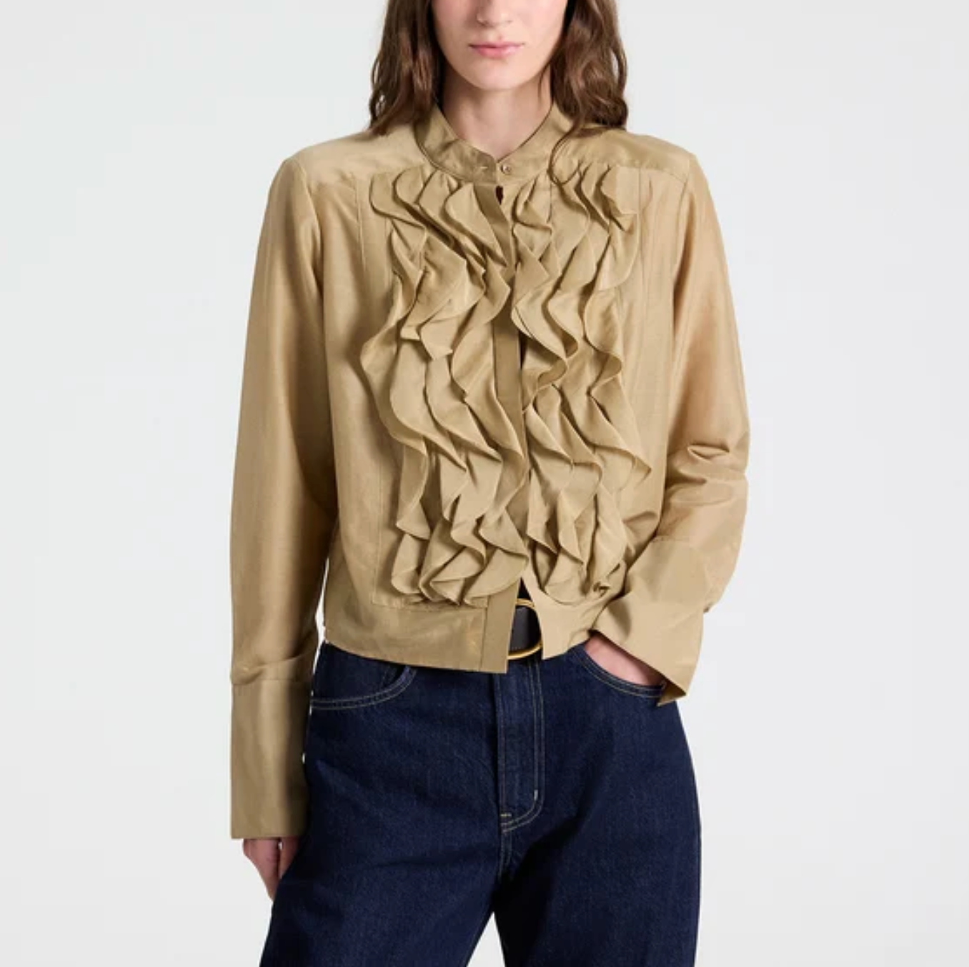 Patti Top in Cotton Silk Organza in Kelp-Shirts-TWP-Kelp-XS-Mercantile Portland