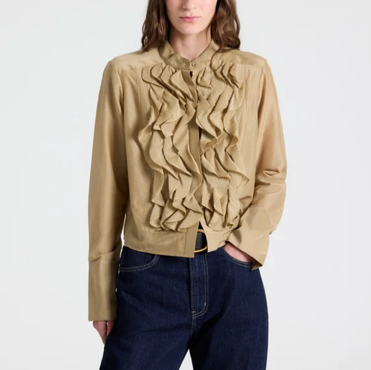 Patti Top in Cotton Silk Organza in Kelp-Shirts-TWP-Kelp-XS-Mercantile Portland