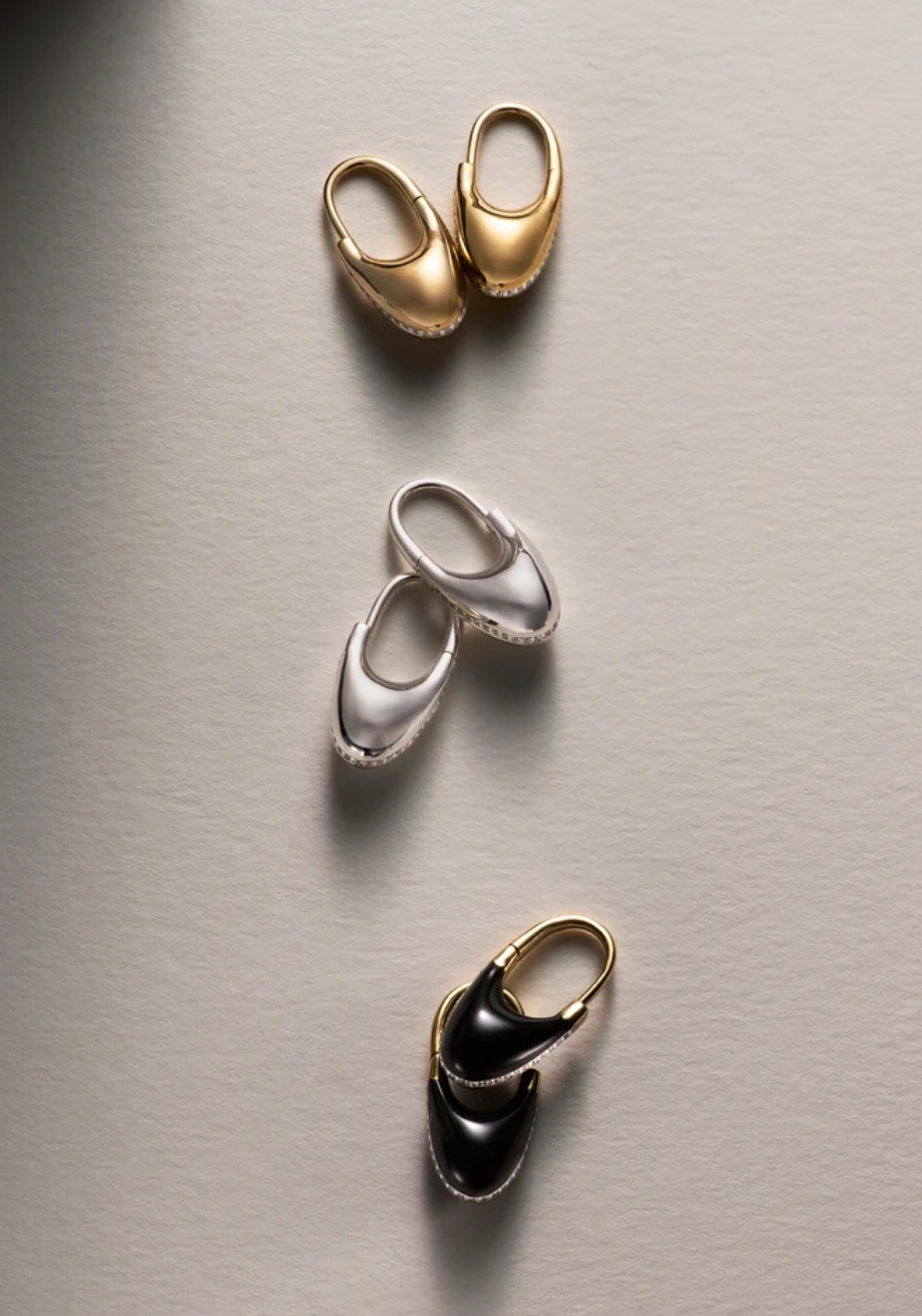Pavé Roscida Drop Hoops in Black Enamel-Jewelry-Otiumberg-Black-OS-Mercantile Portland