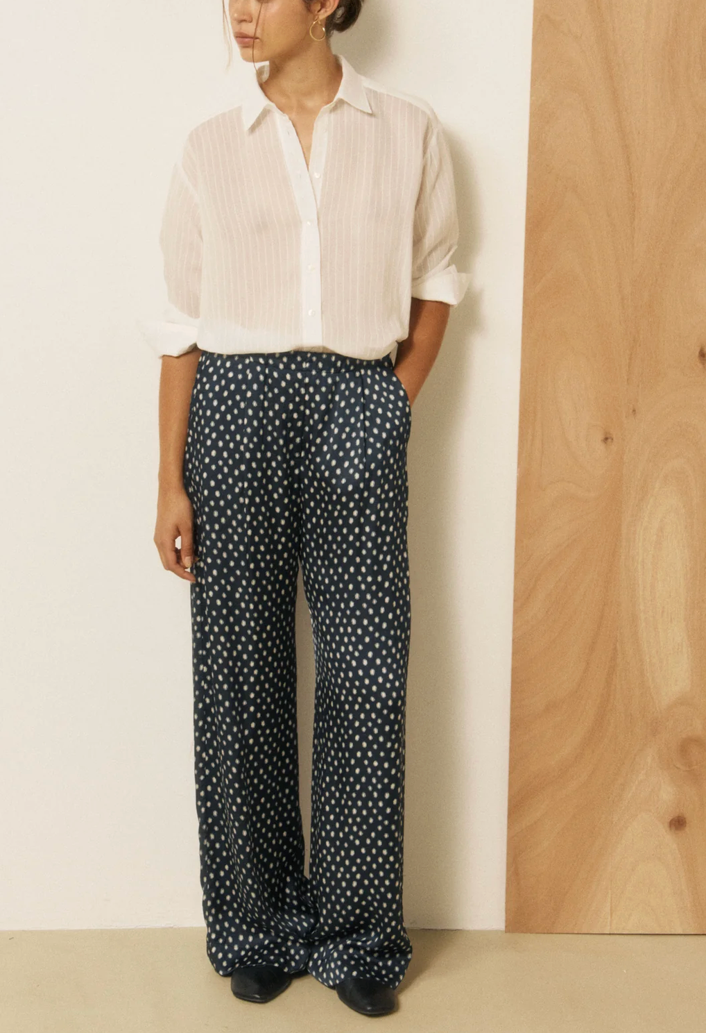 Pays Woven Viscose Pant-Pants-HARTFORD-Dark Navy-1-Mercantile Portland