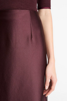 Pebbled Satin Knee-lenght Skirt-Skirts and Shorts-Vince-Oxblood-6-Mercantile Portland