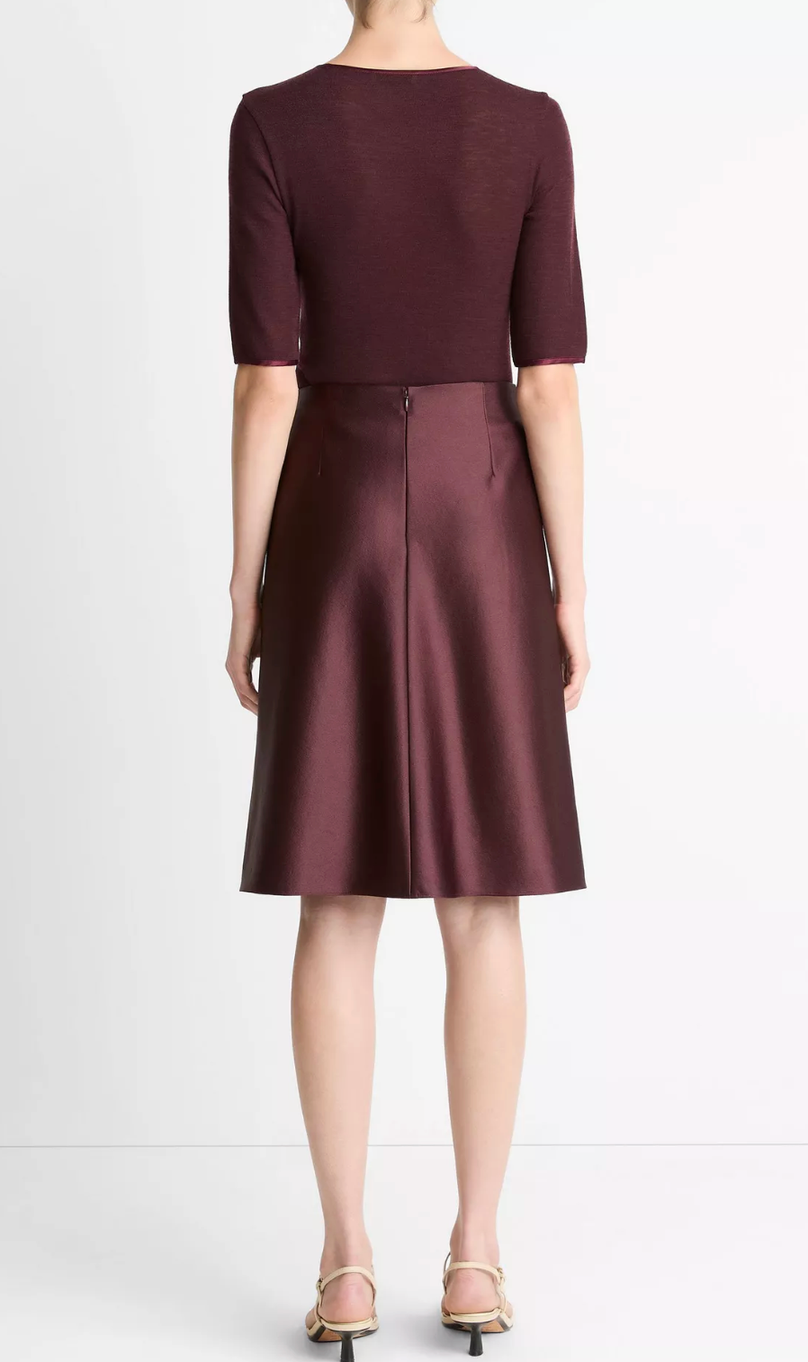 Pebbled Satin Knee-lenght Skirt-Skirts and Shorts-Vince-Oxblood-6-Mercantile Portland