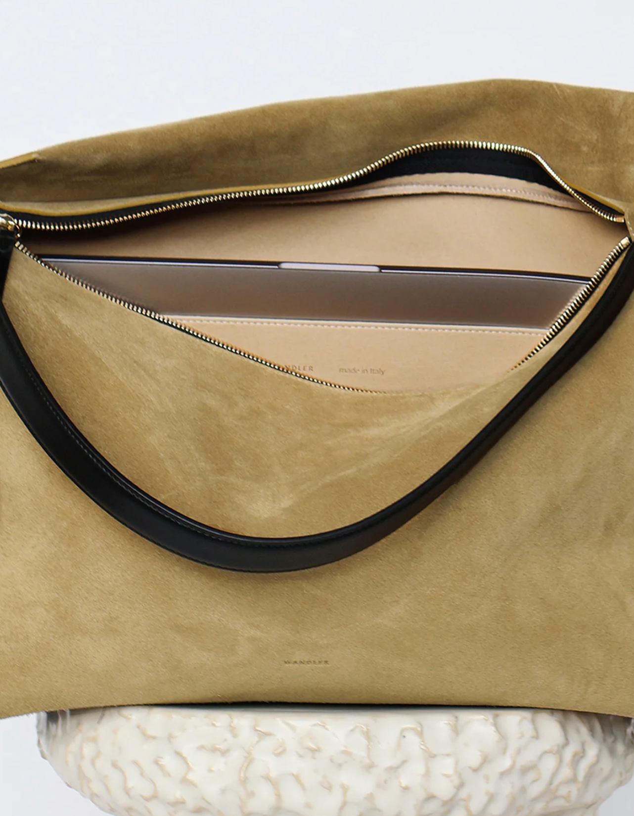 Penelope Tote in Khaki Suede-Handbags-Wandler-Khaki Suede-OS-Mercantile Portland