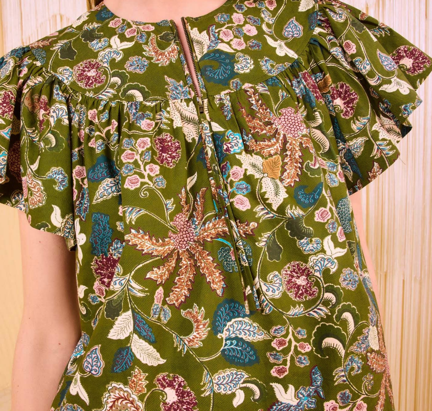 Perline Flutter Sleeve Blouse-Clothing-Ulla Johnson-Lichen-00-Mercantile Portland
