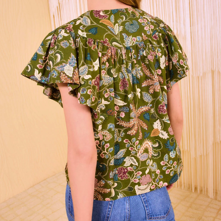 Perline Flutter Sleeve Blouse-Clothing-Ulla Johnson-Lichen-00-Mercantile Portland