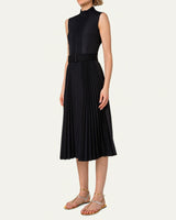 Pin-Dot Midi Dress with Sunray Plissee Pleated Skirt-Akris Punto-Mercantile Portland
