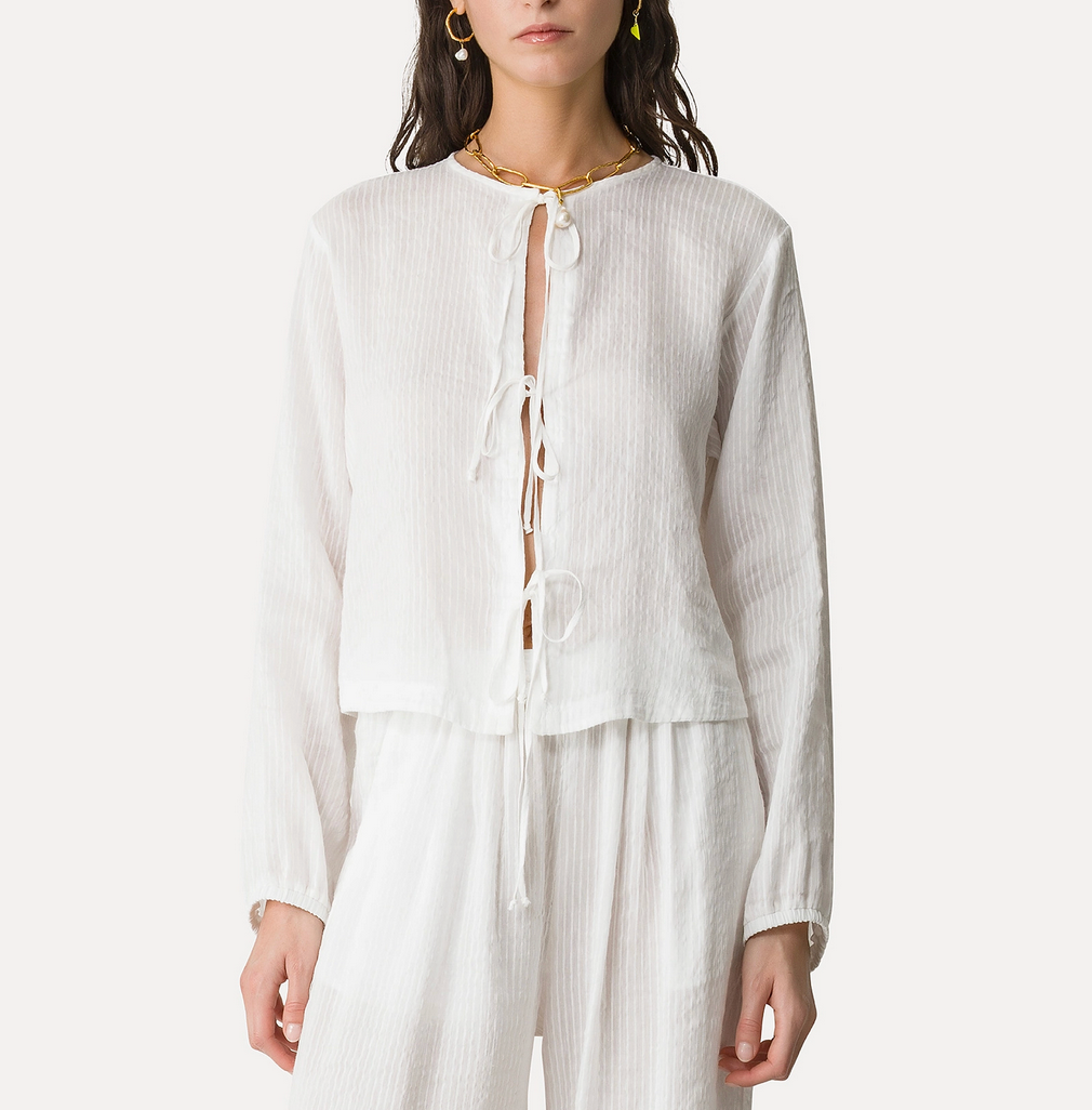 Pinstripe Voile Shirt-Tops-Forte Forte-1-White-Mercantile Portland
