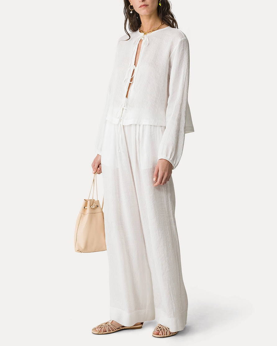 Pinstripe Voile Shirt-Tops-Forte Forte-1-White-Mercantile Portland