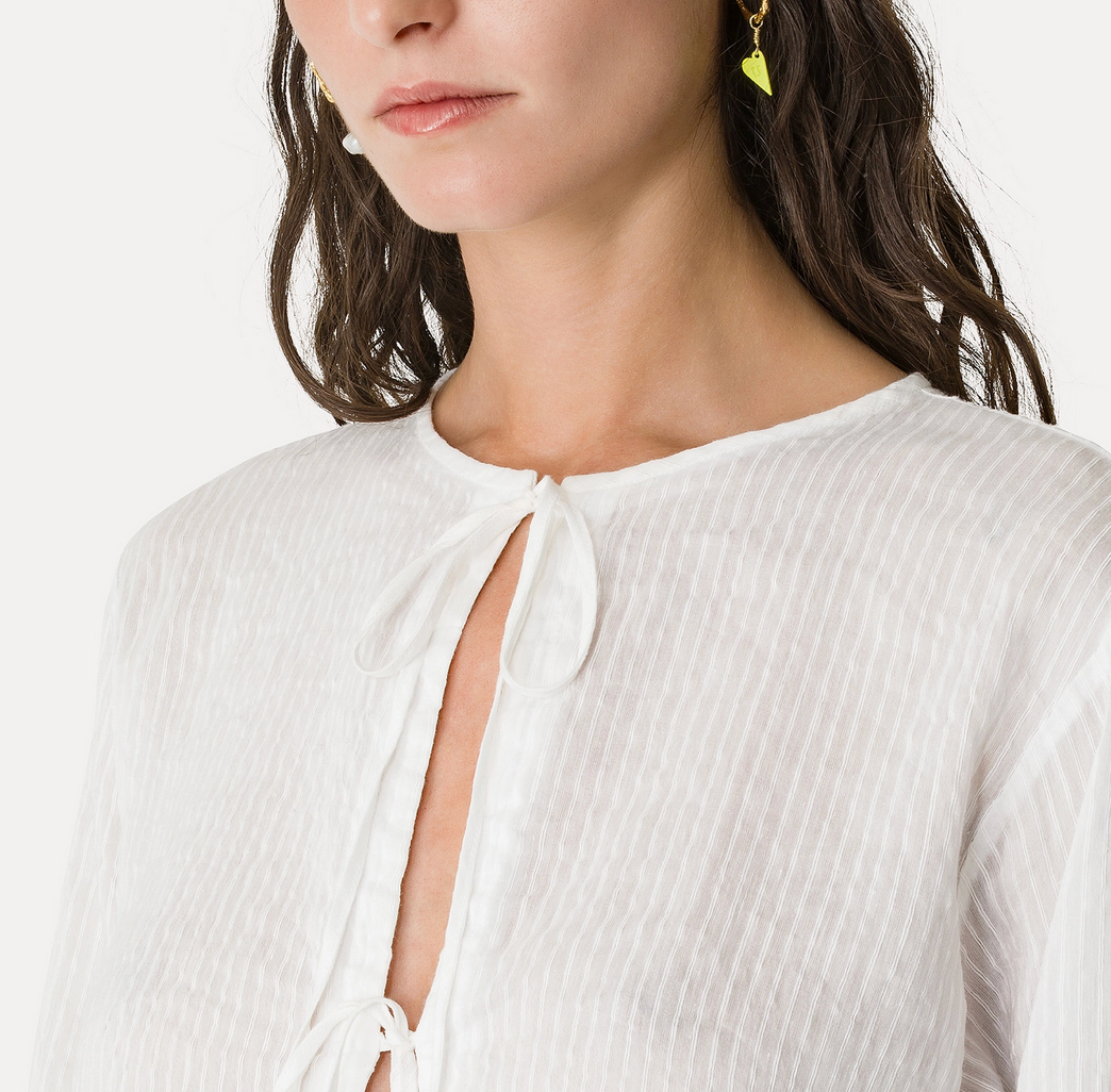 Pinstripe Voile Shirt-Tops-Forte Forte-1-White-Mercantile Portland
