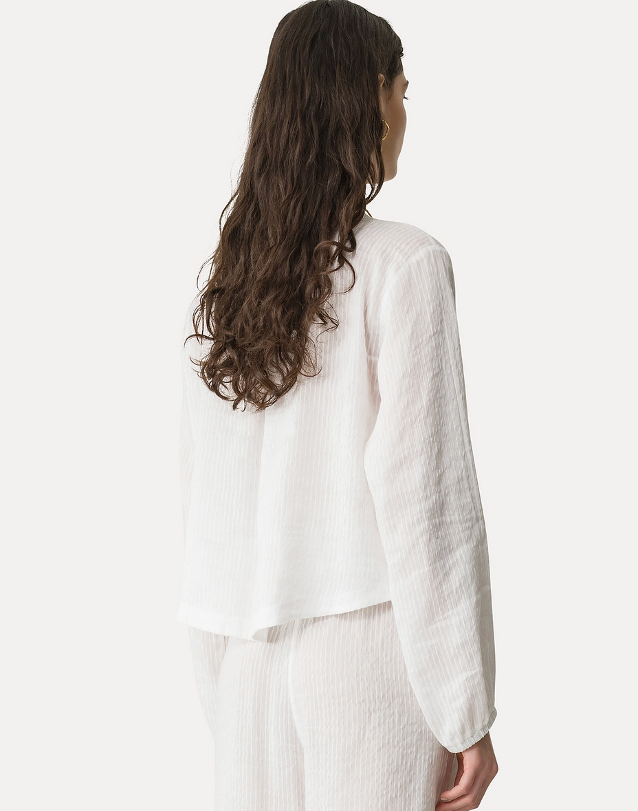 Pinstripe Voile Shirt-Tops-Forte Forte-1-White-Mercantile Portland