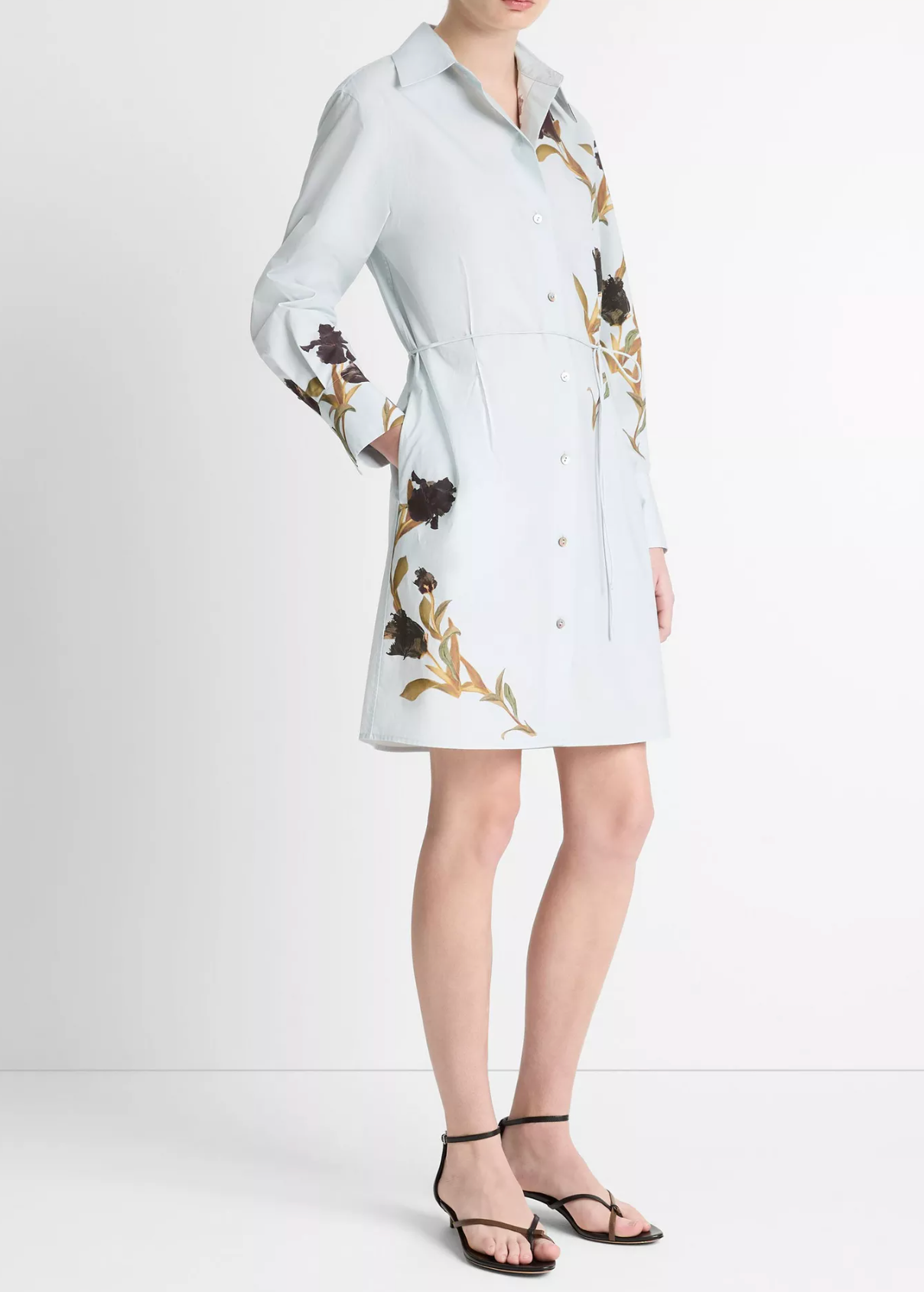 Placed Black Iris Shirt Dress-Clothing-Vince-Salt Glass/Black Iris-XXS-Mercantile Portland