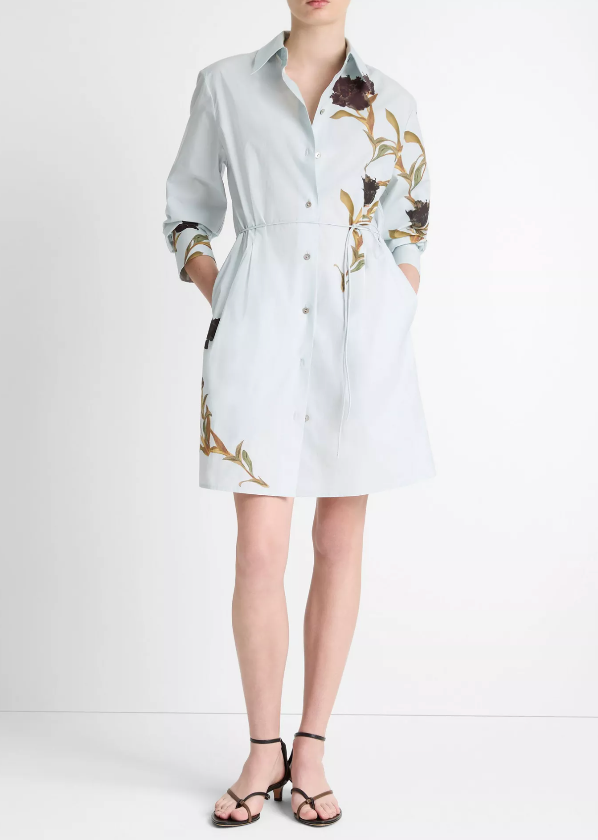 Placed Black Iris Shirt Dress-Clothing-Vince-Salt Glass/Black Iris-XXS-Mercantile Portland