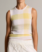 Plaid Crew Neck Shell-staging-VINCE-Dandelion Combo-S-Mercantile Portland
