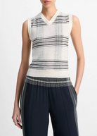 Plaid V-Neck Vest-Clothing-Vince-Off White Coastal-XXS-Mercantile Portland