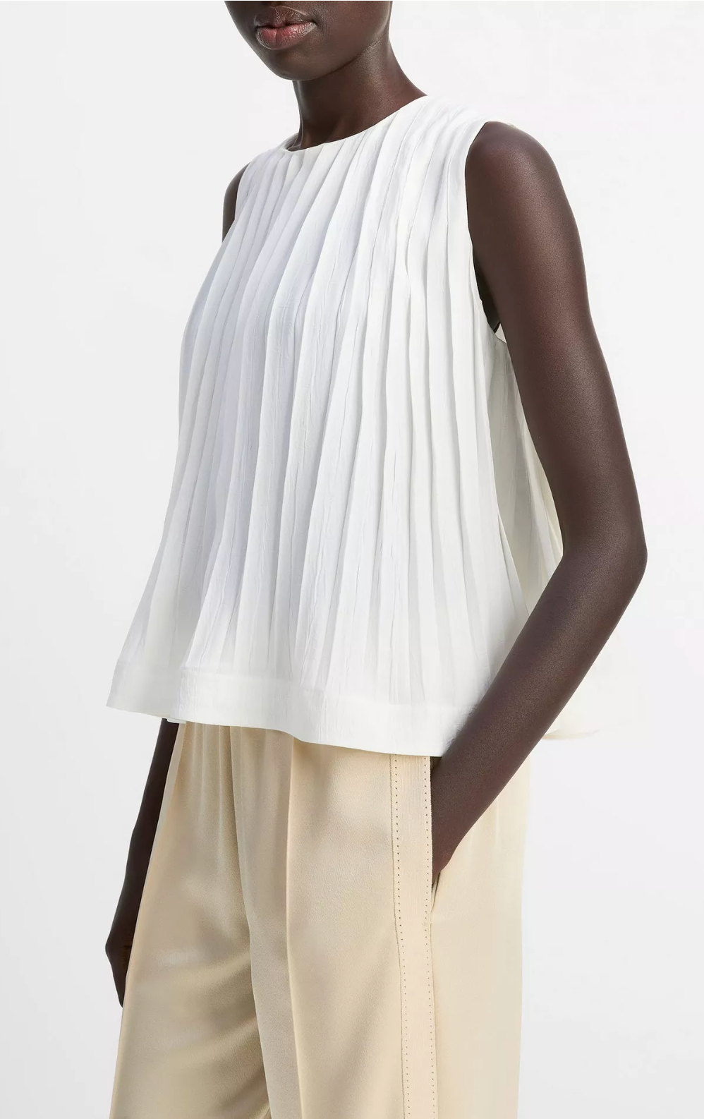 Pleated A-Line Top-Tops-Vince-XXS-Black-Mercantile Portland