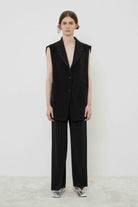 Pleated Long Vest-Jackets-Meimeij-Black-36/38-Mercantile Portland